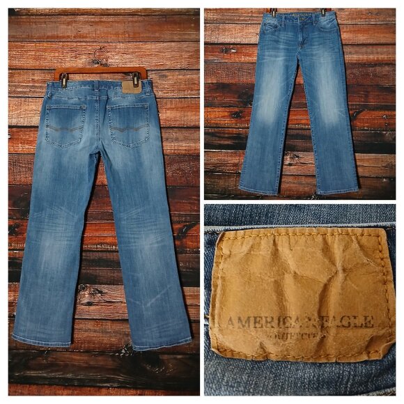 American Eagle Jeans Mens 33X30 Original Boot Cut Extreme Flex 4 Blue Denim - Picture 1 of 10